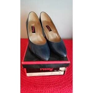 80s Vintage Proxy Pumps in Navy Blue Leather -7.5M